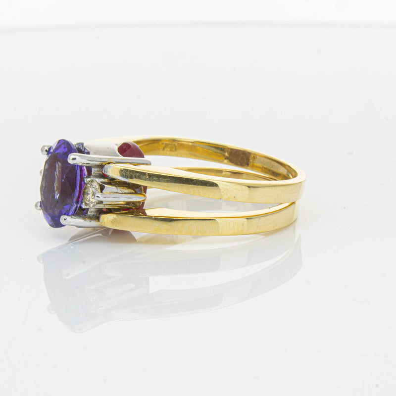 Deja Vu 18ct Yellow Gold Tanzanite, Ruby & Diamond Ring - Ring - Walker & Hall