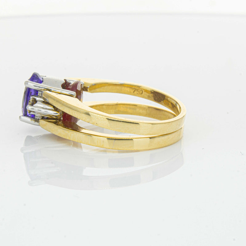 Deja Vu 18ct Yellow Gold Tanzanite, Ruby & Diamond Ring - Ring - Walker & Hall