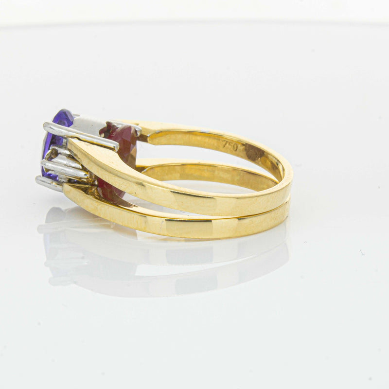 Deja Vu 18ct Yellow Gold Tanzanite, Ruby & Diamond Ring - Ring - Walker & Hall