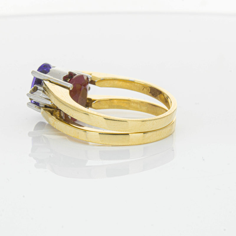 Deja Vu 18ct Yellow Gold Tanzanite, Ruby & Diamond Ring - Ring - Walker & Hall