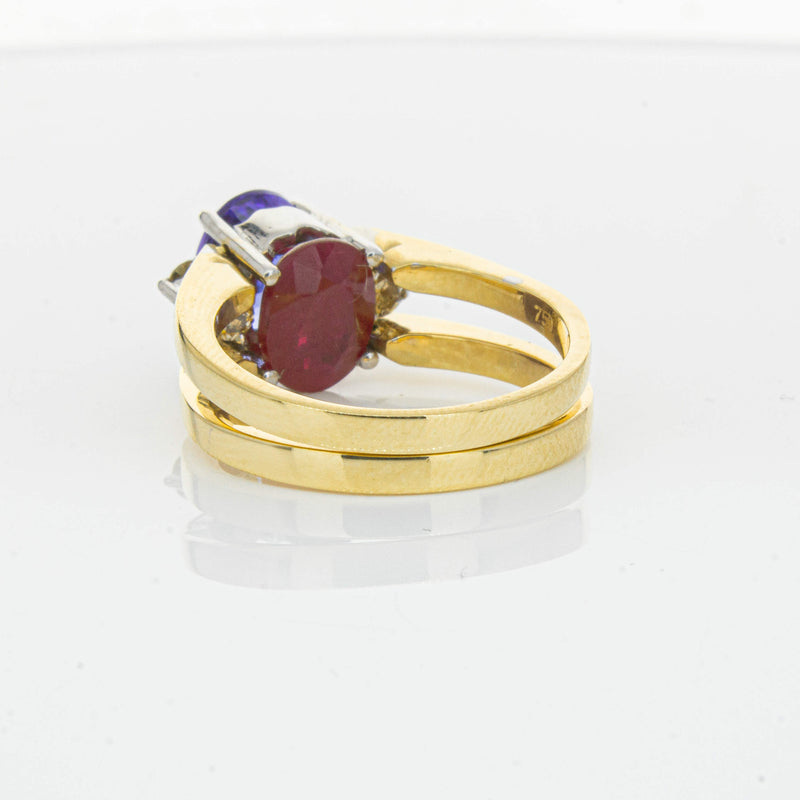Deja Vu 18ct Yellow Gold Tanzanite, Ruby & Diamond Ring - Ring - Walker & Hall