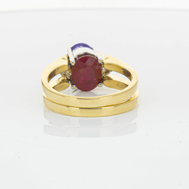 Deja Vu 18ct Yellow Gold Tanzanite, Ruby & Diamond Ring - Ring - Walker & Hall