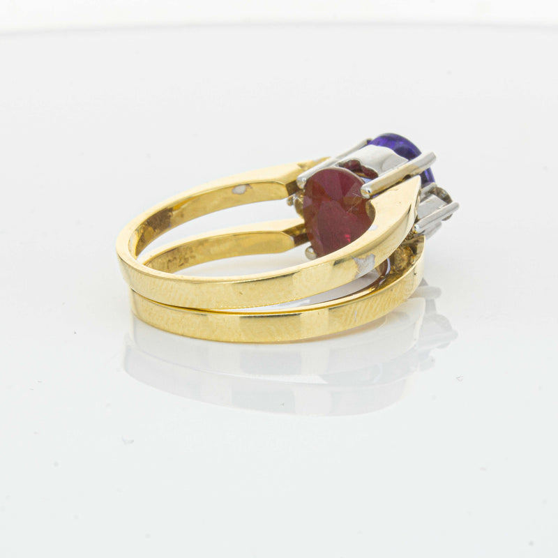 Deja Vu 18ct Yellow Gold Tanzanite, Ruby & Diamond Ring - Ring - Walker & Hall
