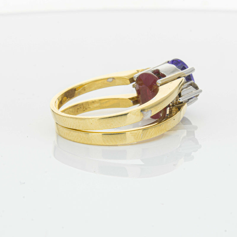 Deja Vu 18ct Yellow Gold Tanzanite, Ruby & Diamond Ring - Ring - Walker & Hall
