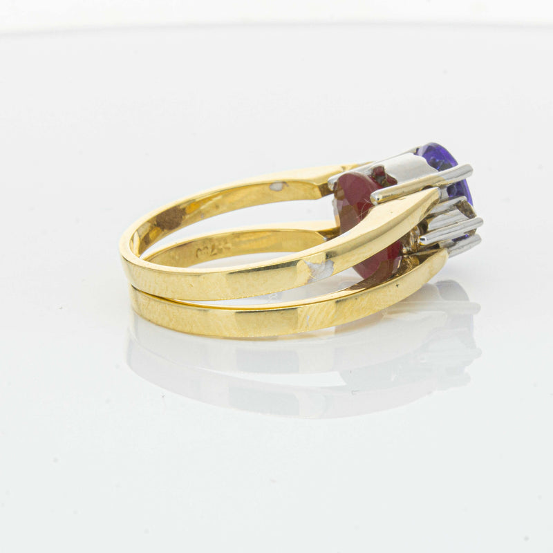 Deja Vu 18ct Yellow Gold Tanzanite, Ruby & Diamond Ring - Ring - Walker & Hall