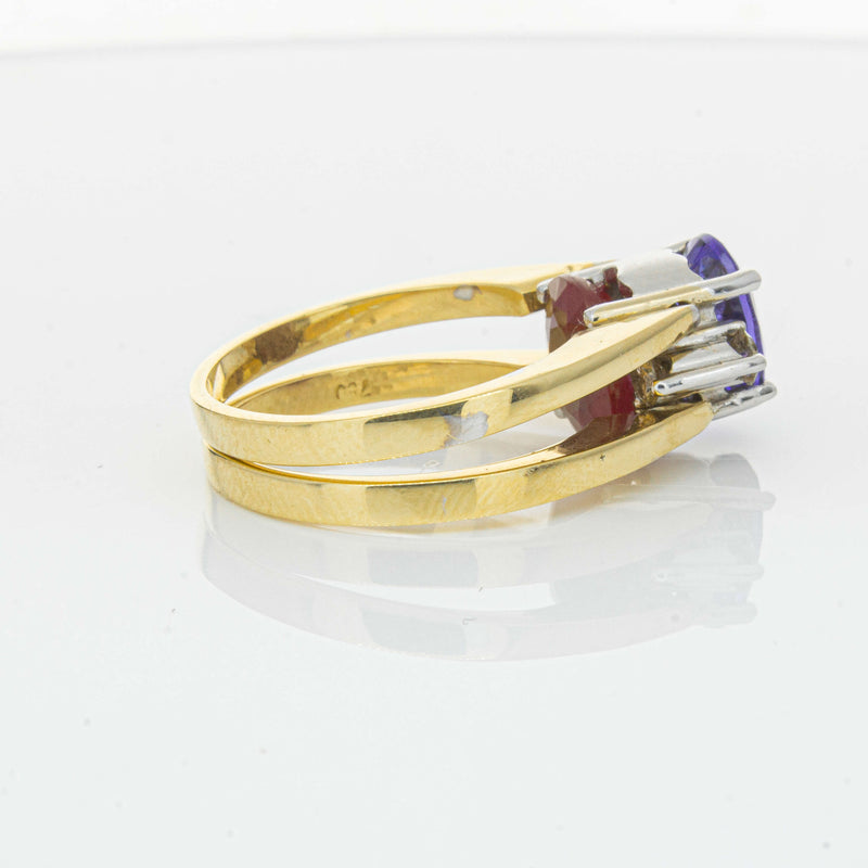Deja Vu 18ct Yellow Gold Tanzanite, Ruby & Diamond Ring - Ring - Walker & Hall