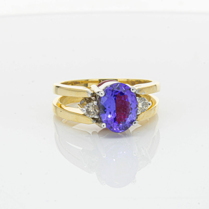 Deja Vu 18ct Yellow Gold Tanzanite, Ruby & Diamond Ring - Ring - Walker & Hall