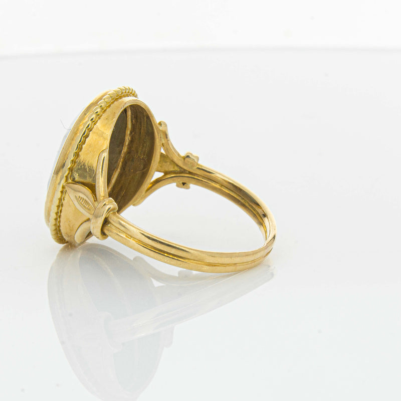 Deja Vu 18ct Yellow Gold Oval-Faceted Hematite Ring - Ring - Walker & Hall
