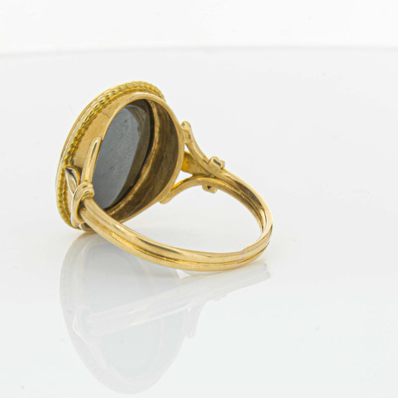 Deja Vu 18ct Yellow Gold Oval-Faceted Hematite Ring - Ring - Walker & Hall