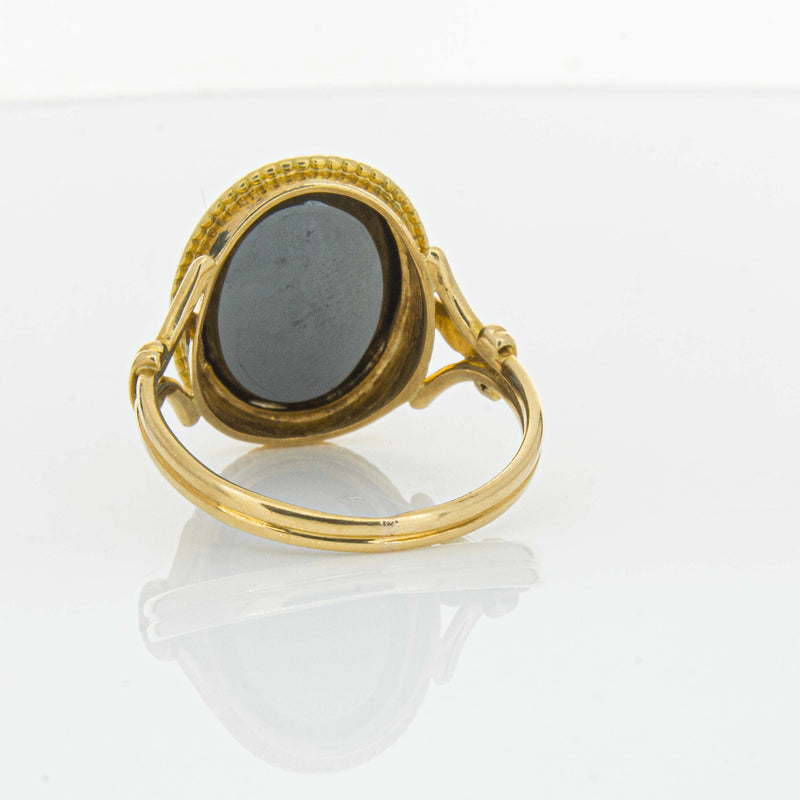 Deja Vu 18ct Yellow Gold Oval-Faceted Hematite Ring - Ring - Walker & Hall