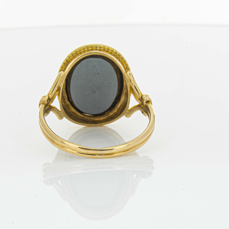 Deja Vu 18ct Yellow Gold Oval-Faceted Hematite Ring - Ring - Walker & Hall