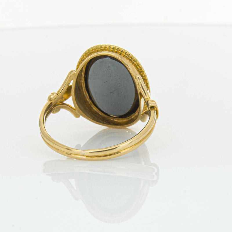 Deja Vu 18ct Yellow Gold Oval-Faceted Hematite Ring - Ring - Walker & Hall