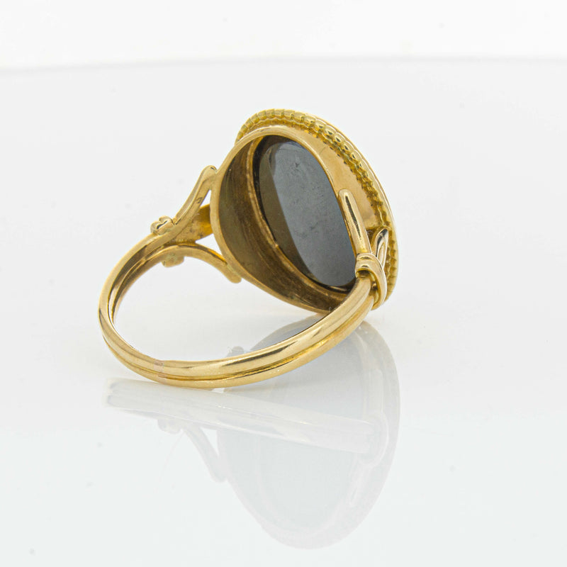 Deja Vu 18ct Yellow Gold Oval-Faceted Hematite Ring - Ring - Walker & Hall