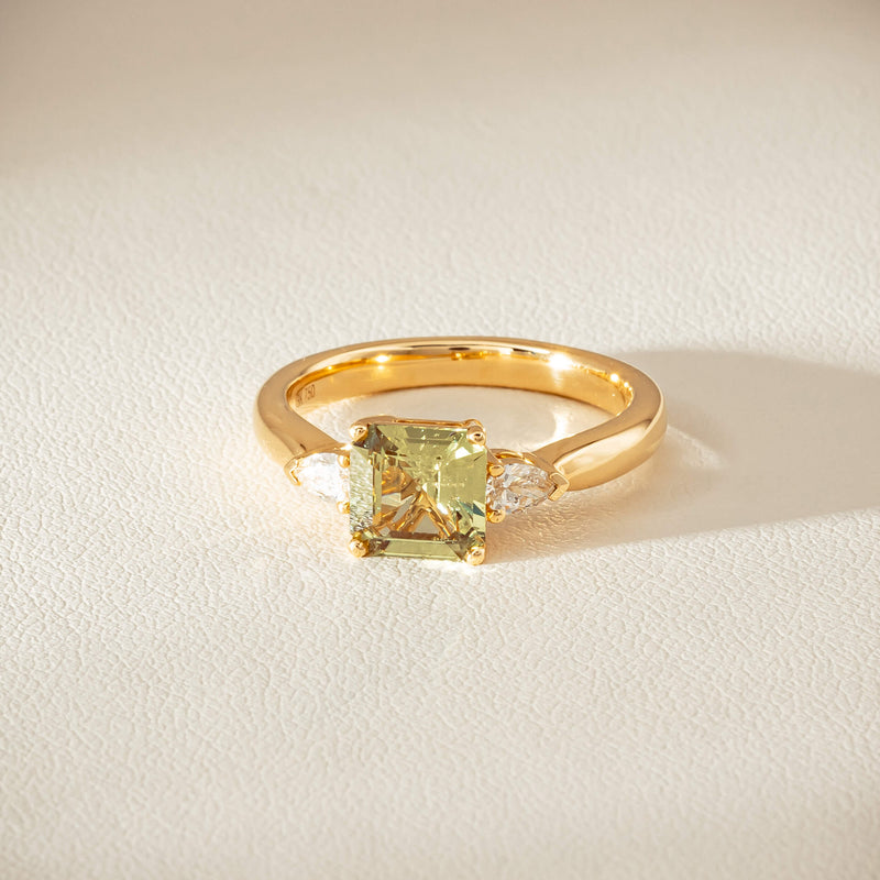 18ct Yellow Gold 1.56ct Green Sapphire & Diamond Ayla Ring - Ring - Walker & Hall