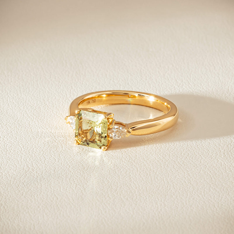 18ct Yellow Gold 1.56ct Green Sapphire & Diamond Ayla Ring - Ring - Walker & Hall