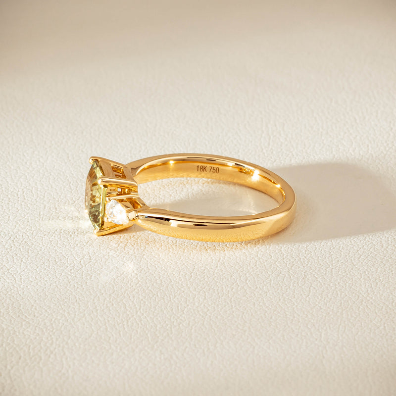 18ct Yellow Gold 1.56ct Green Sapphire & Diamond Ayla Ring - Ring - Walker & Hall