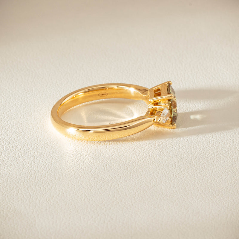 18ct Yellow Gold 1.56ct Green Sapphire & Diamond Ayla Ring - Ring - Walker & Hall
