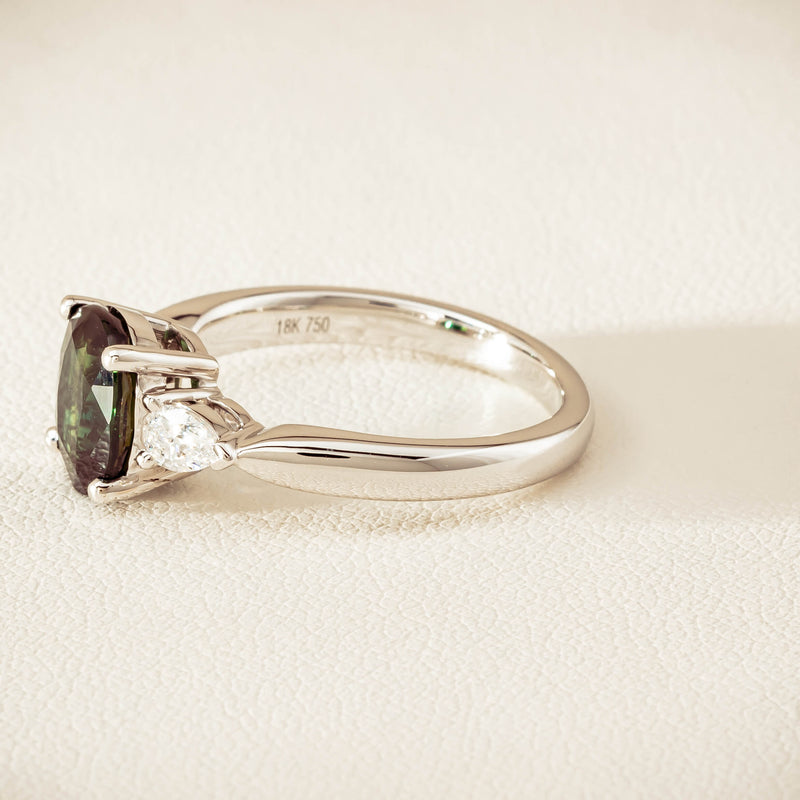 18ct White Gold 2.61ct Green Sapphire & Diamond Ayla Ring - Ring - Walker & Hall