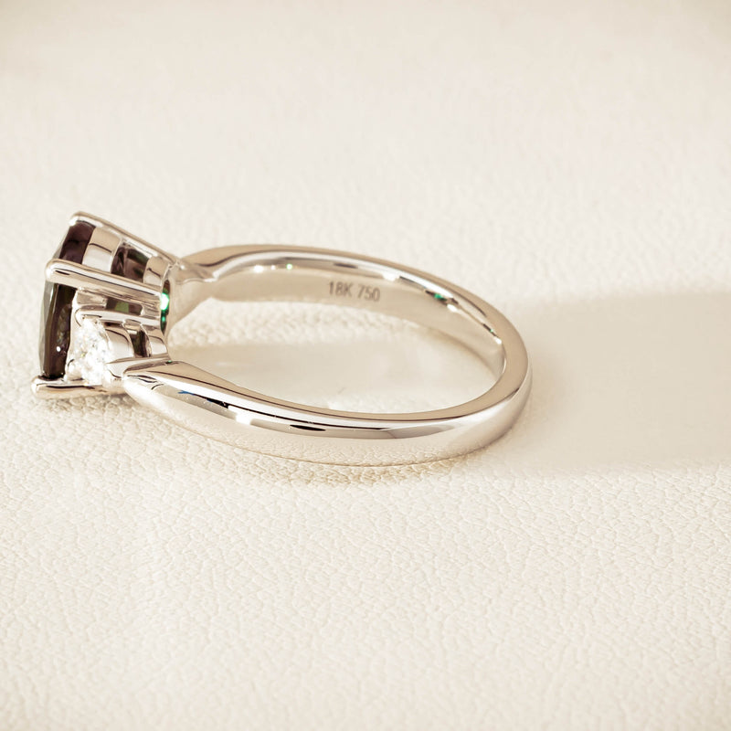 18ct White Gold 2.61ct Green Sapphire & Diamond Ayla Ring - Ring - Walker & Hall