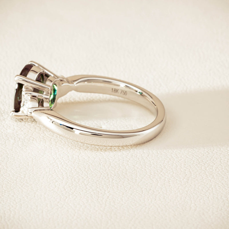 18ct White Gold 2.61ct Green Sapphire & Diamond Ayla Ring - Ring - Walker & Hall