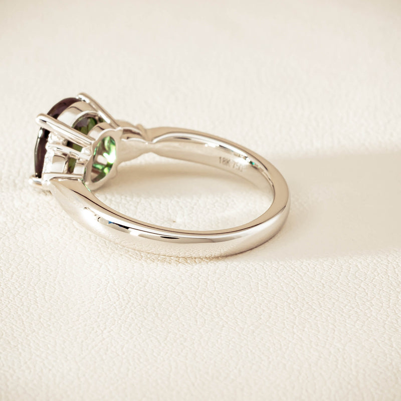 18ct White Gold 2.61ct Green Sapphire & Diamond Ayla Ring - Ring - Walker & Hall