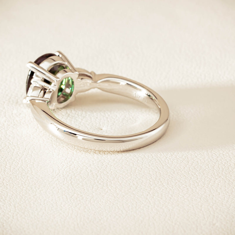 18ct White Gold 2.61ct Green Sapphire & Diamond Ayla Ring - Ring - Walker & Hall