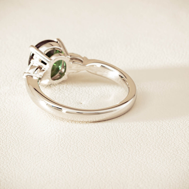 18ct White Gold 2.61ct Green Sapphire & Diamond Ayla Ring - Ring - Walker & Hall