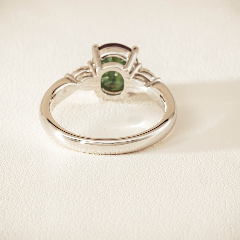 18ct White Gold 2.61ct Green Sapphire & Diamond Ayla Ring - Ring - Walker & Hall