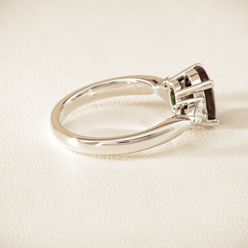 18ct White Gold 2.61ct Green Sapphire & Diamond Ayla Ring - Ring - Walker & Hall