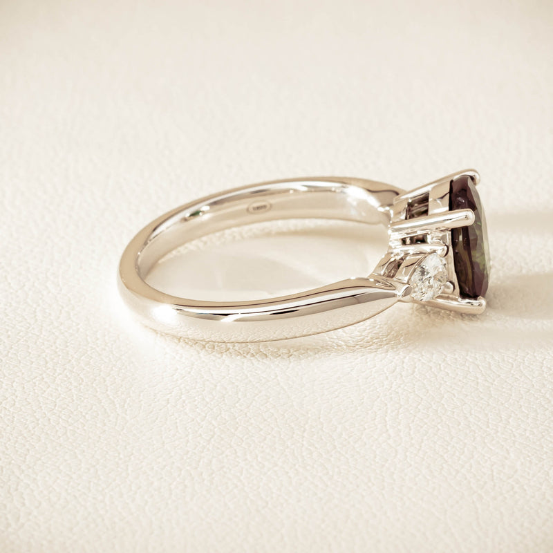 18ct White Gold 2.61ct Green Sapphire & Diamond Ayla Ring - Ring - Walker & Hall