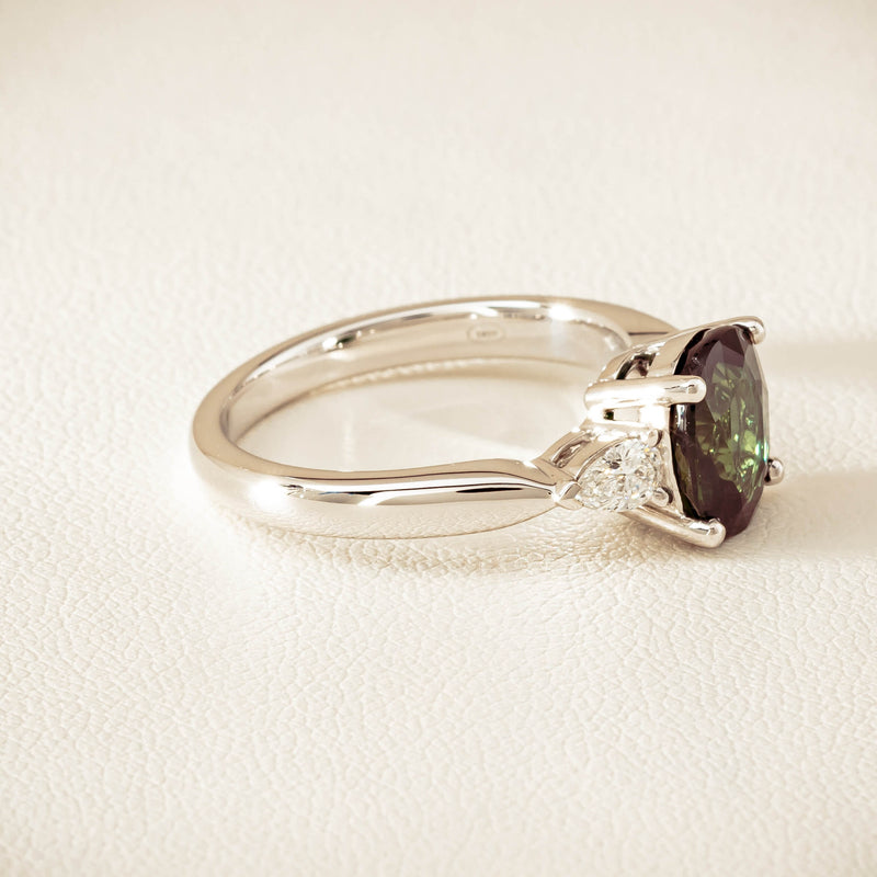 18ct White Gold 2.61ct Green Sapphire & Diamond Ayla Ring - Ring - Walker & Hall