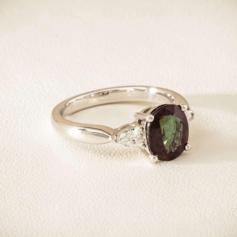 18ct White Gold 2.61ct Green Sapphire & Diamond Ayla Ring - Ring - Walker & Hall
