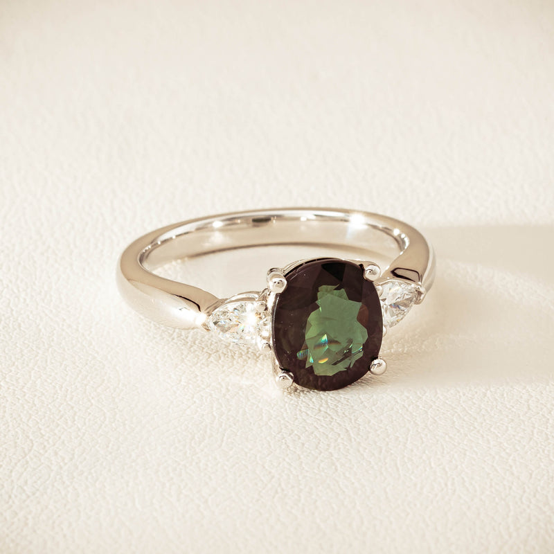 18ct White Gold 2.61ct Green Sapphire & Diamond Ayla Ring - Ring - Walker & Hall