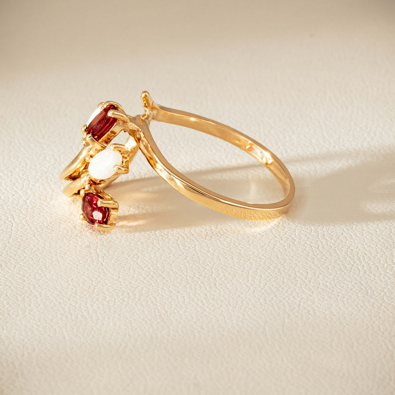Deja Vu 9ct Yellow Gold Garnet & Opal Ring - Ring - Walker & Hall