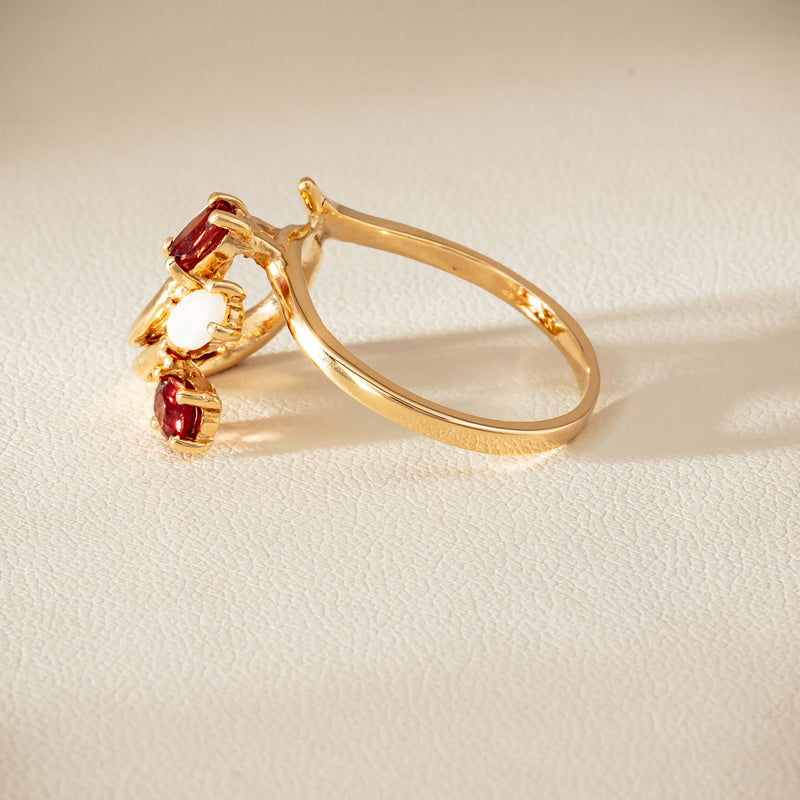 Deja Vu 9ct Yellow Gold Garnet & Opal Ring - Ring - Walker & Hall