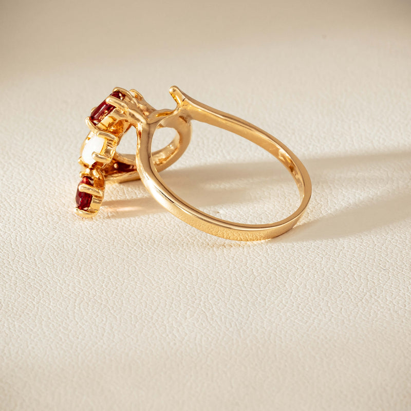 Deja Vu 9ct Yellow Gold Garnet & Opal Ring - Ring - Walker & Hall