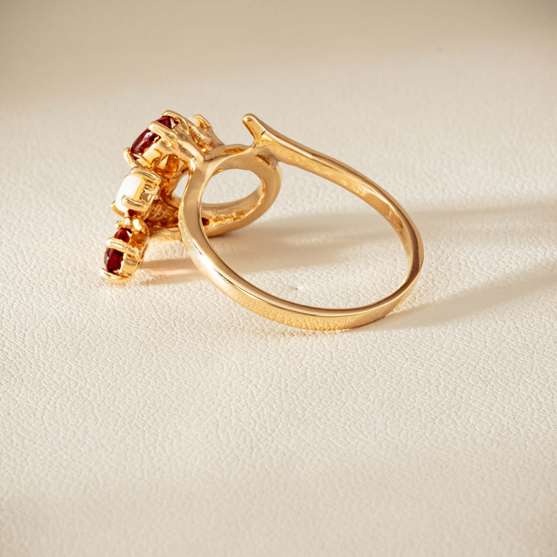 Deja Vu 9ct Yellow Gold Garnet & Opal Ring - Ring - Walker & Hall