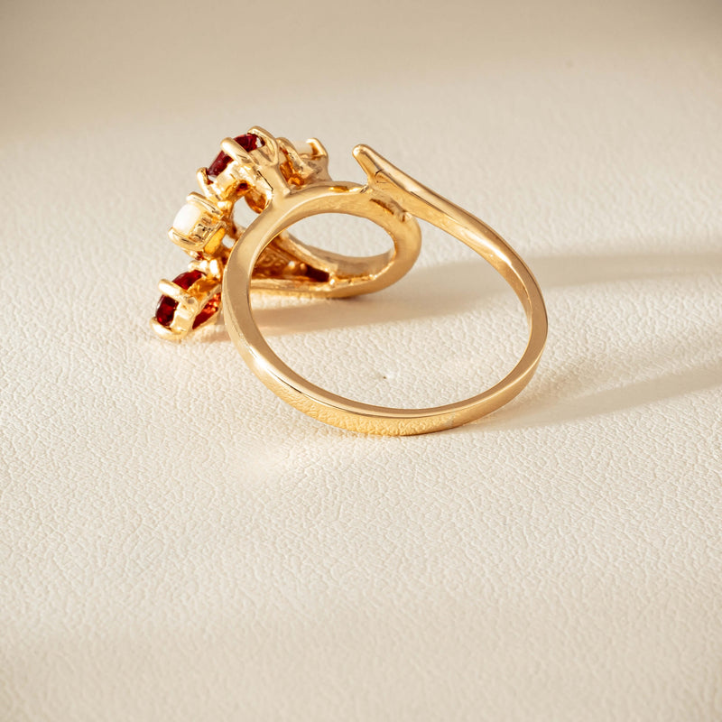Deja Vu 9ct Yellow Gold Garnet & Opal Ring - Ring - Walker & Hall