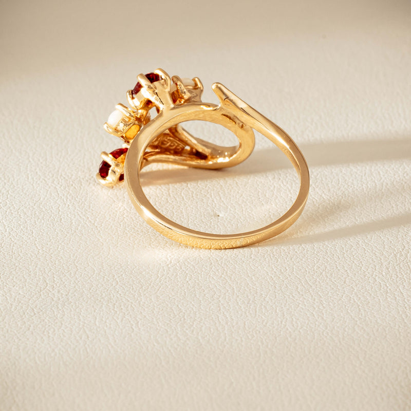 Deja Vu 9ct Yellow Gold Garnet & Opal Ring - Ring - Walker & Hall