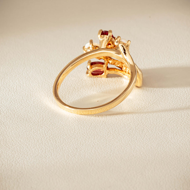 Deja Vu 9ct Yellow Gold Garnet & Opal Ring - Ring - Walker & Hall