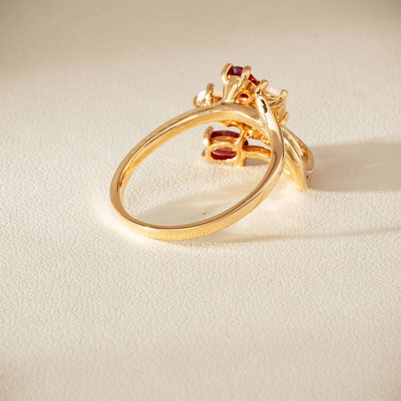 Deja Vu 9ct Yellow Gold Garnet & Opal Ring - Ring - Walker & Hall