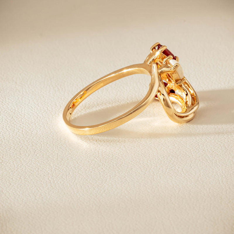 Deja Vu 9ct Yellow Gold Garnet & Opal Ring - Ring - Walker & Hall