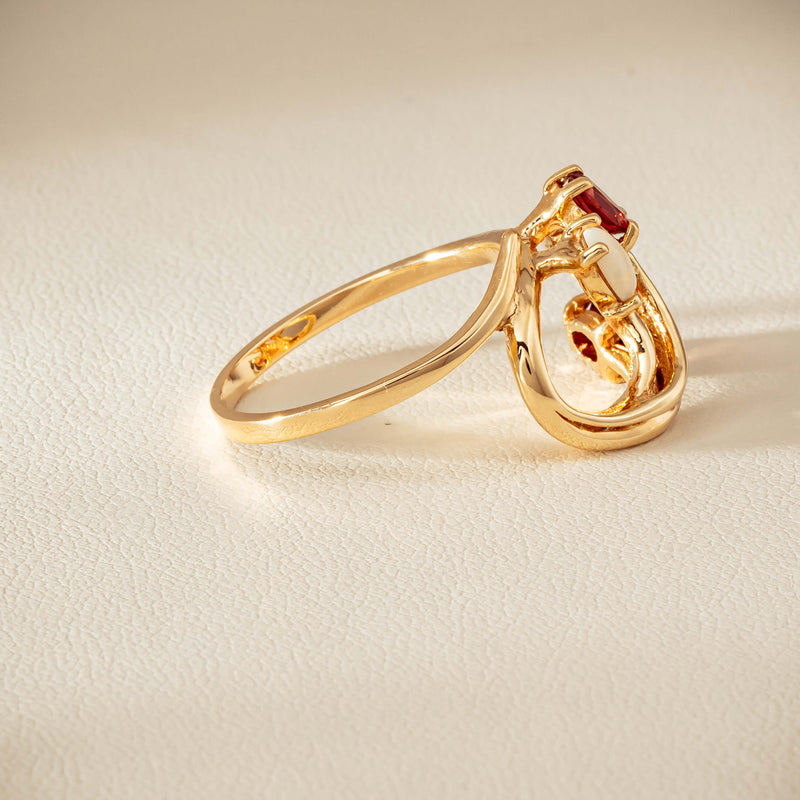 Deja Vu 9ct Yellow Gold Garnet & Opal Ring - Ring - Walker & Hall