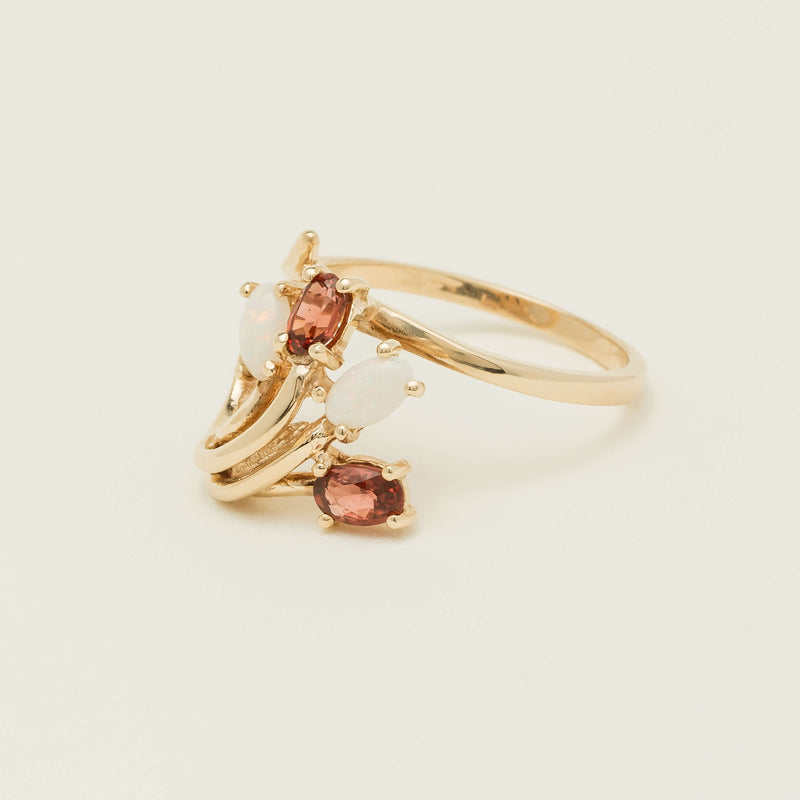 Deja Vu 9ct Yellow Gold Garnet & Opal Ring - Ring - Walker & Hall