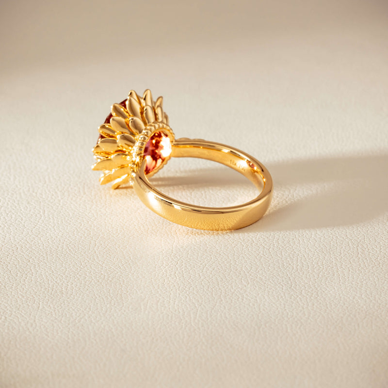 18ct Yellow Gold 5.32ct Pink Tourmaline Protea Ring - Ring - Walker & Hall