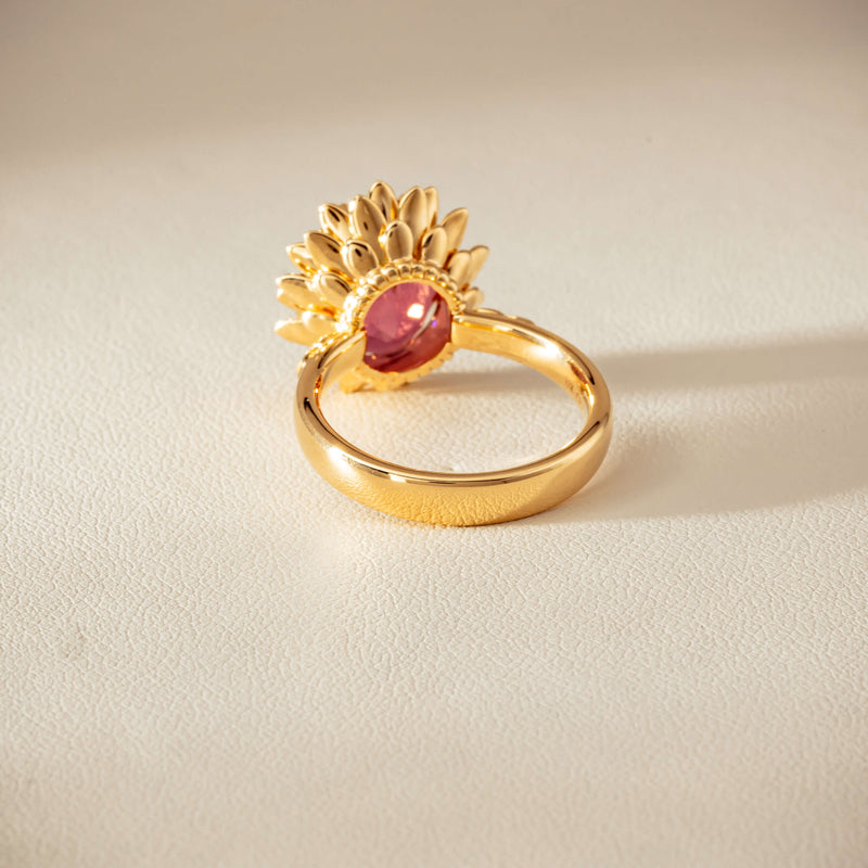 18ct Yellow Gold 5.32ct Pink Tourmaline Protea Ring - Ring - Walker & Hall