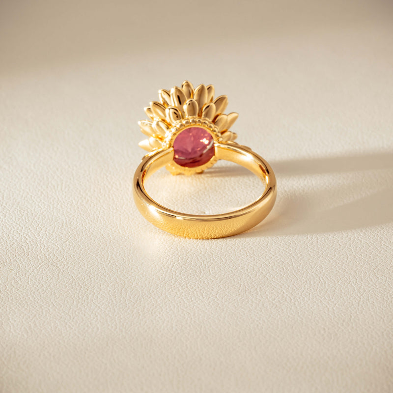 18ct Yellow Gold 5.32ct Pink Tourmaline Protea Ring - Ring - Walker & Hall