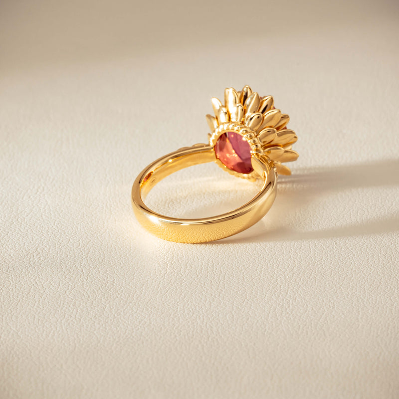 18ct Yellow Gold 5.32ct Pink Tourmaline Protea Ring - Ring - Walker & Hall