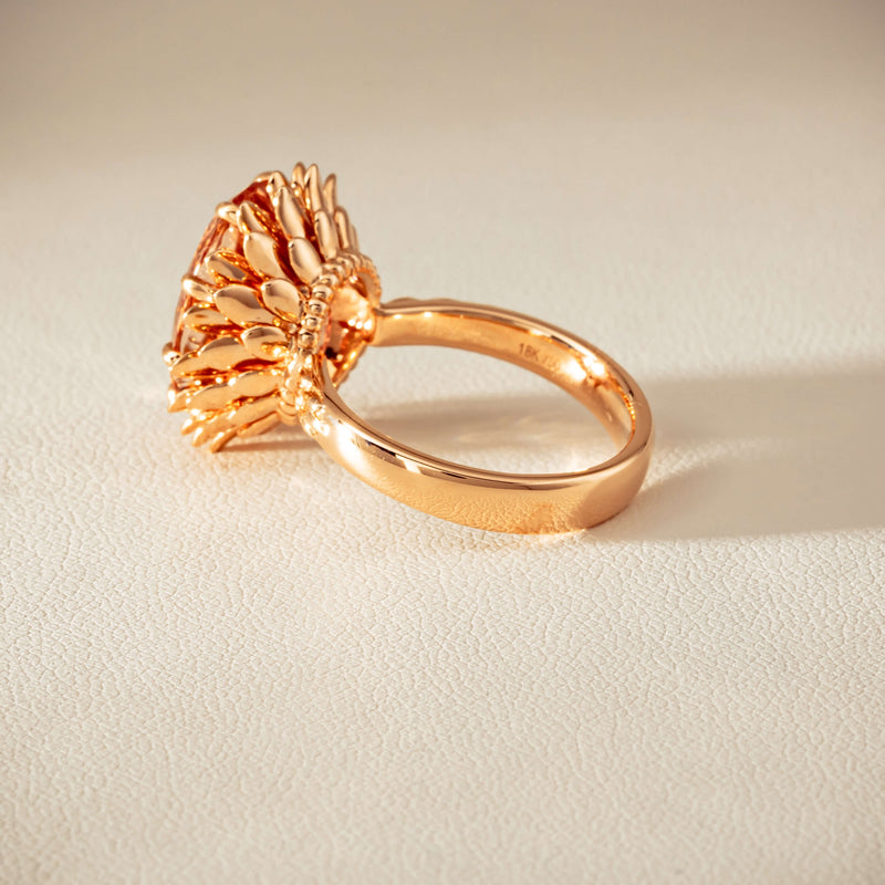 18ct Rose Gold 7.49ct Morganite Protea Ring - Ring - Walker & Hall