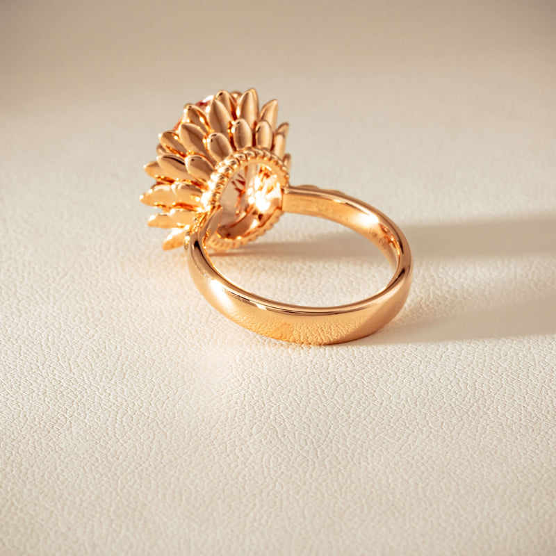 18ct Rose Gold 7.49ct Morganite Protea Ring - Ring - Walker & Hall